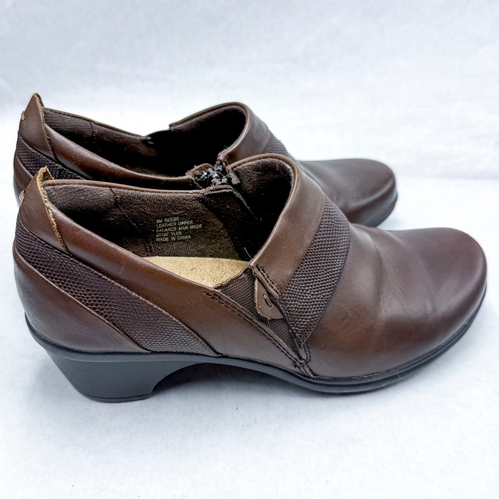 Earth Origins Reese Brown Leather Loafer Pumps Shoes Brown 9M Comfort Heel - Picture 5 of 10